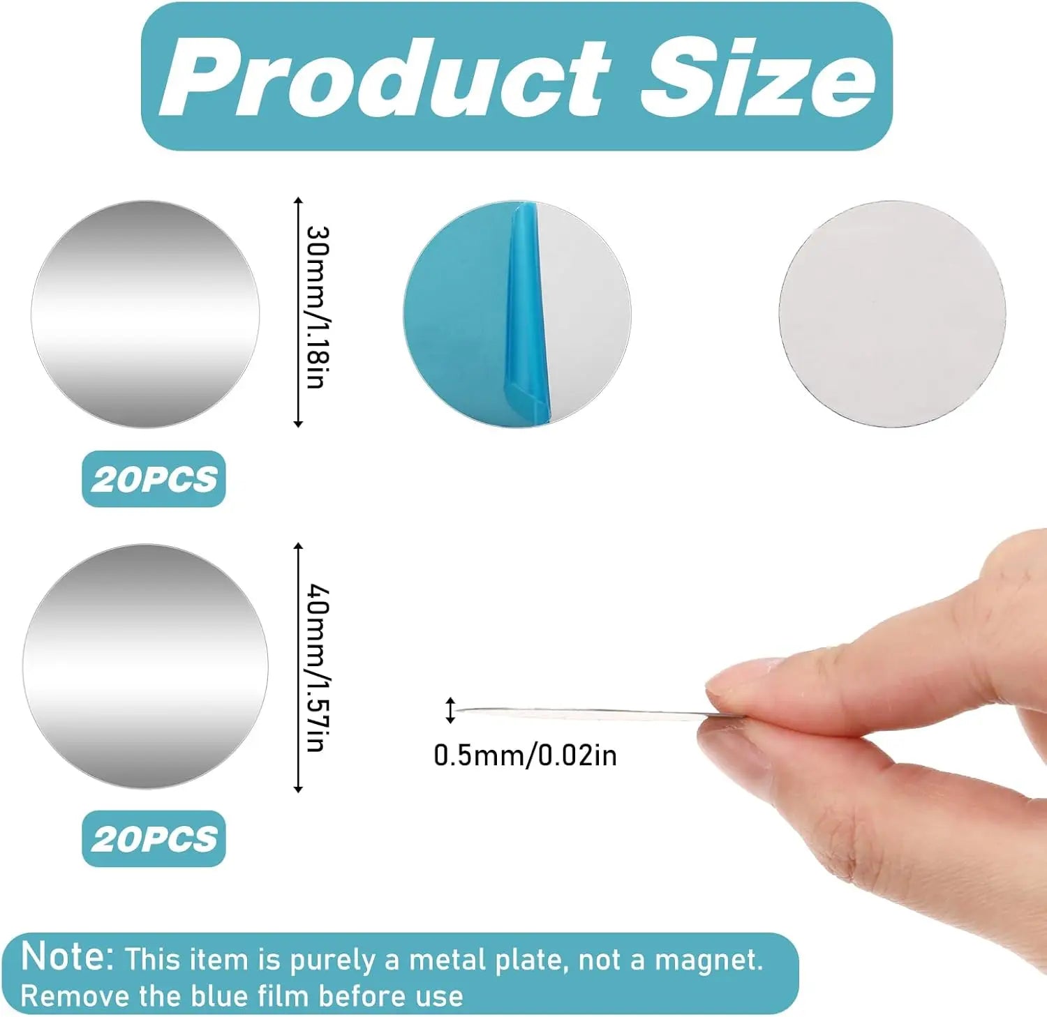 50/1PCS Metal Plate Disk for Magnet Car Phone Holder Round Iron Sheet Stickers Car Ma lifestyle view