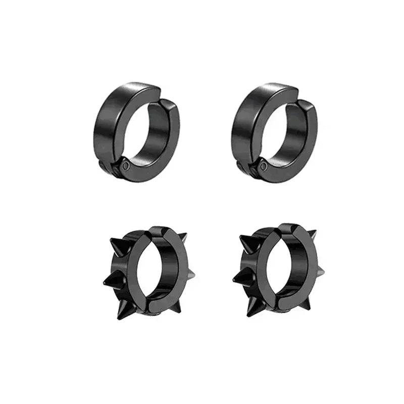 1 pairs No Piercing Earrings Titanium Steel Clip-on Fake Earring Round Ear Clip For additional angle