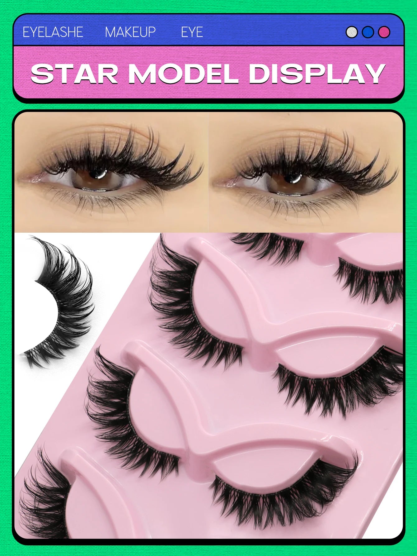 Faux Mink Eyelashes Clear Band Lashes Natural Look Wispy False Lashes Makeup alternate view