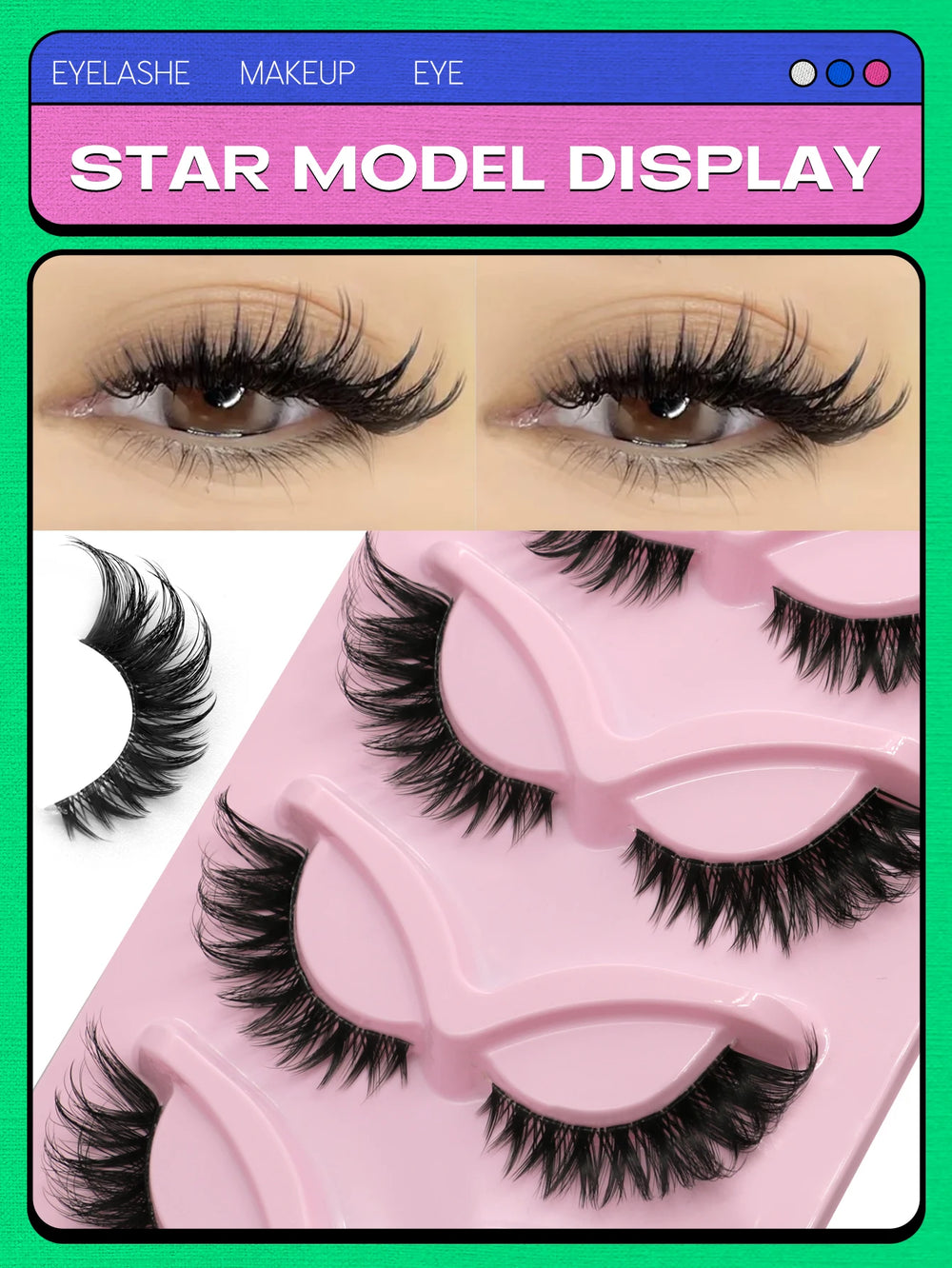 Faux Mink Eyelashes Clear Band Lashes Natural Look Wispy False Lashes Makeup alternate view