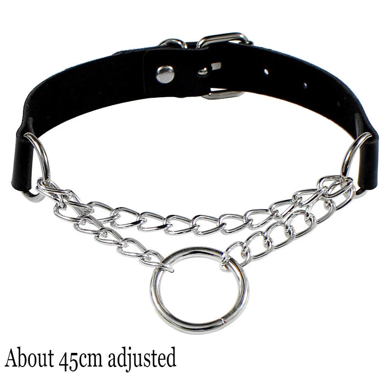 Gothic Bat Heart Lock Punk Choker | Black Leather Collar Necklace lifestyle view