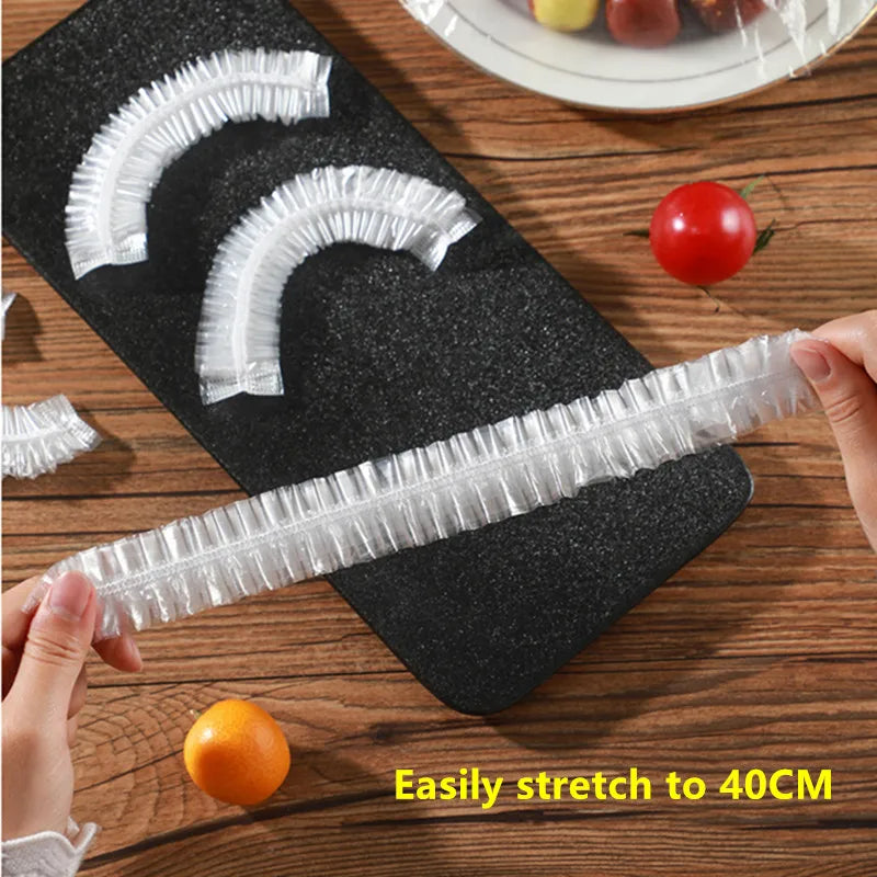 100PCS Disposable Food Cover Plastic Wrap Kithchen Refrigerator Fruit Food Stretch additional angle