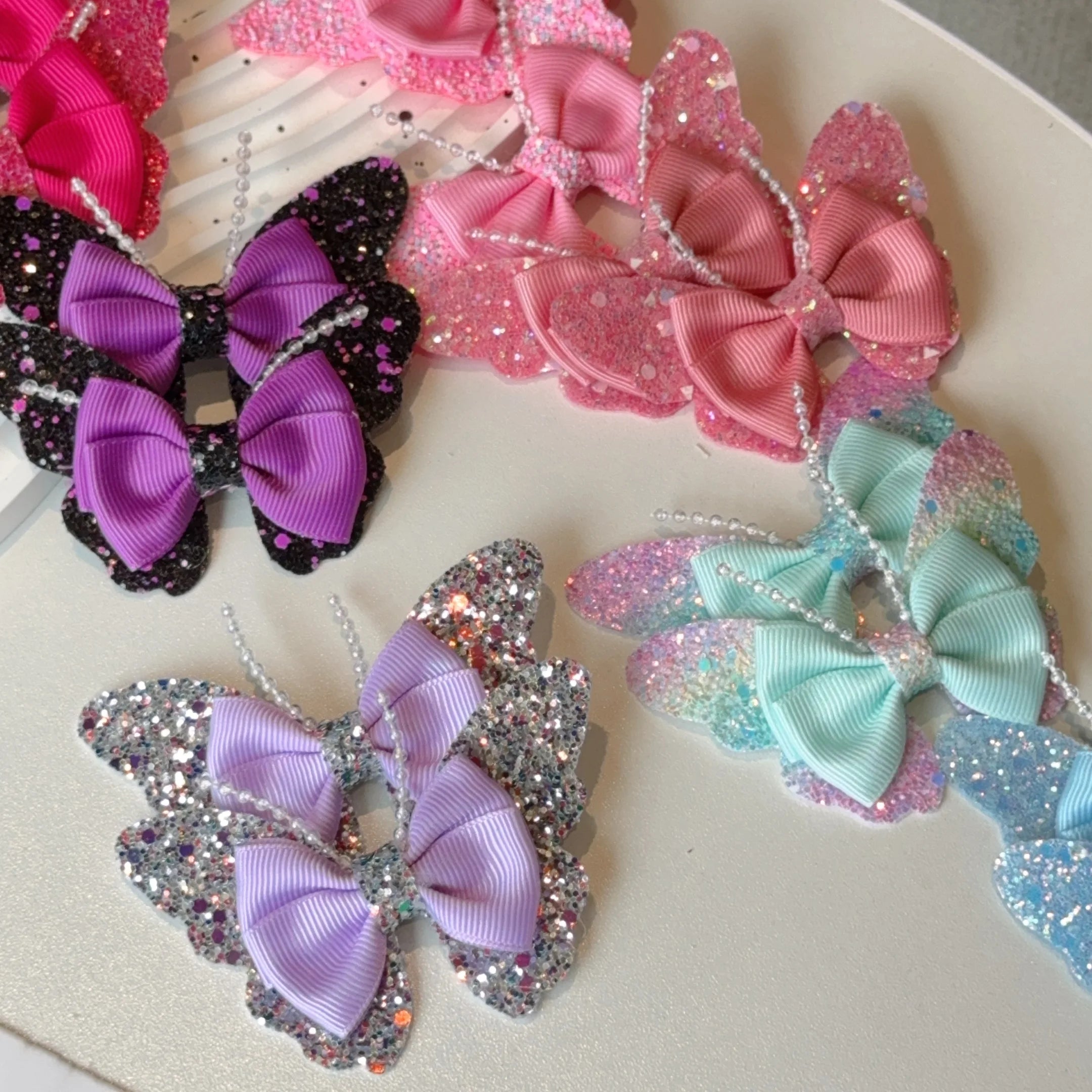 2 Pcs Fashion Rainbow Butterfly Hair Accessories Hair Clips Girls Sequin Hairpins Children Cute Barr