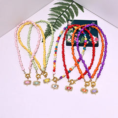 Heart Choker Necklace with Colorful Beads | Bohemian Eye Pendant Set for Women alternate view