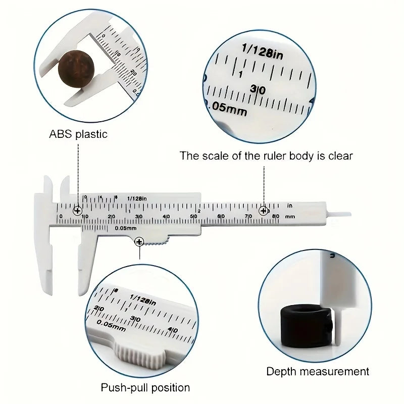 3-Pack Plastic Vernier Calipers Set | Dual Scale Measuring Tool for Precision Work detail view