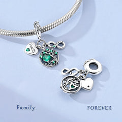 925 Sterling Silver Pendant Charms Beads Green Four-leaf Clover Love Family Tree Char alternate view