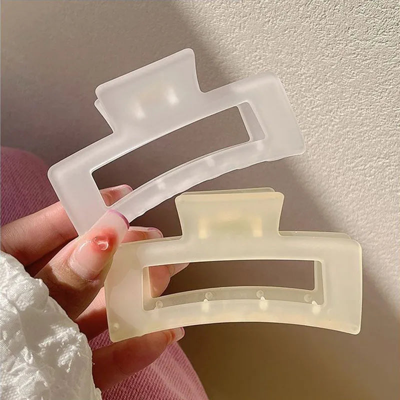 New Women Elegant Transparent Frosted Rectangle Hair Claws Lady Sweet Hair Decorate additional angle