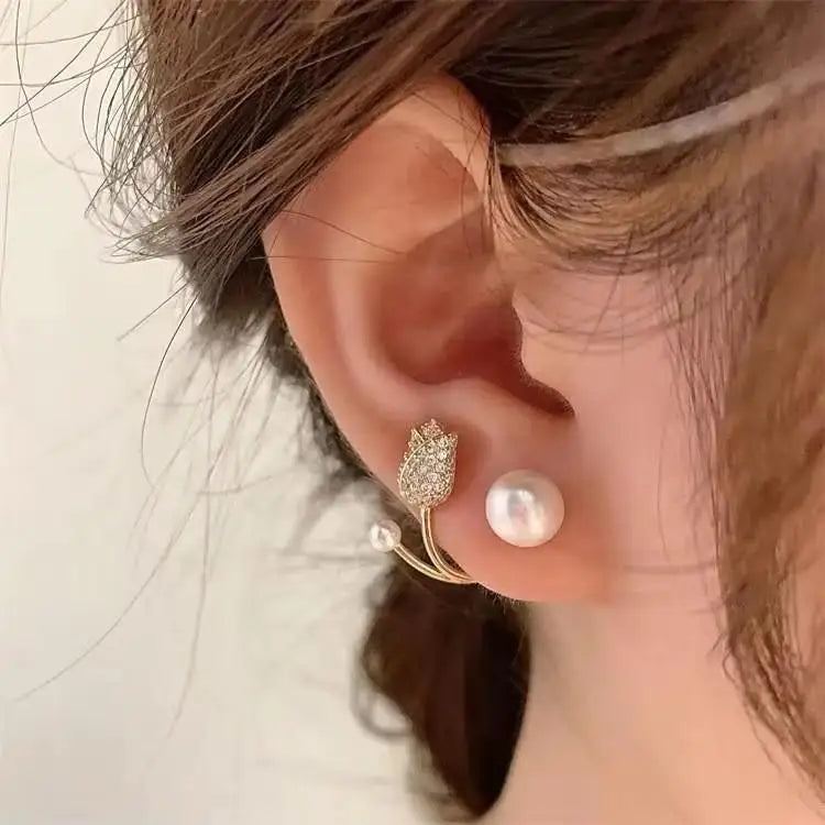 Korean Fashion Seven Star Zircon Earrings | Luxury Crystal Stars Stud Earrings lifestyle view