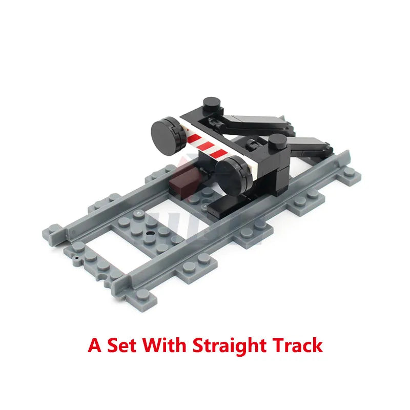 City Train Parts Buffer Stop Set | Railway Track End Model Compatible with 53401 Straigh detail view