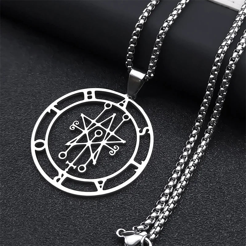 Astaroth Sigil Goetia Stainless Steel Necklace Solomon Demon Seal Satan Sigil satanique detail view