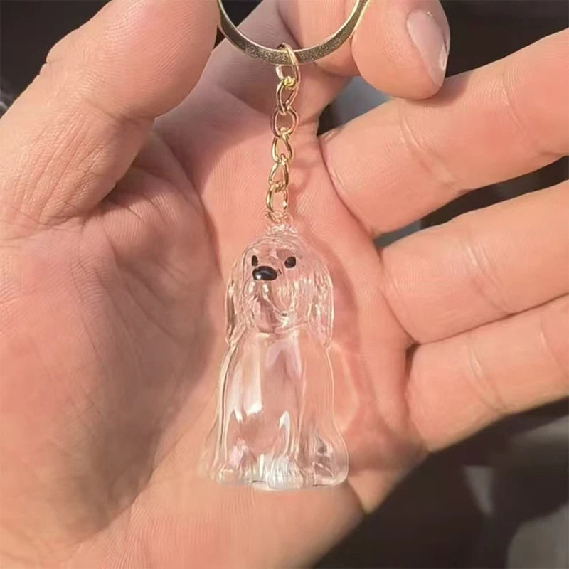 New Clear Puppy Hair Memorial Keepsake Capsule Pet's Dog Fur Container DIY Pendant Key close-up view