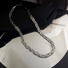 Tricolor Hand Braided Stainless Steel Necklace | Cuban Chain Jewelry for Women alternate view
