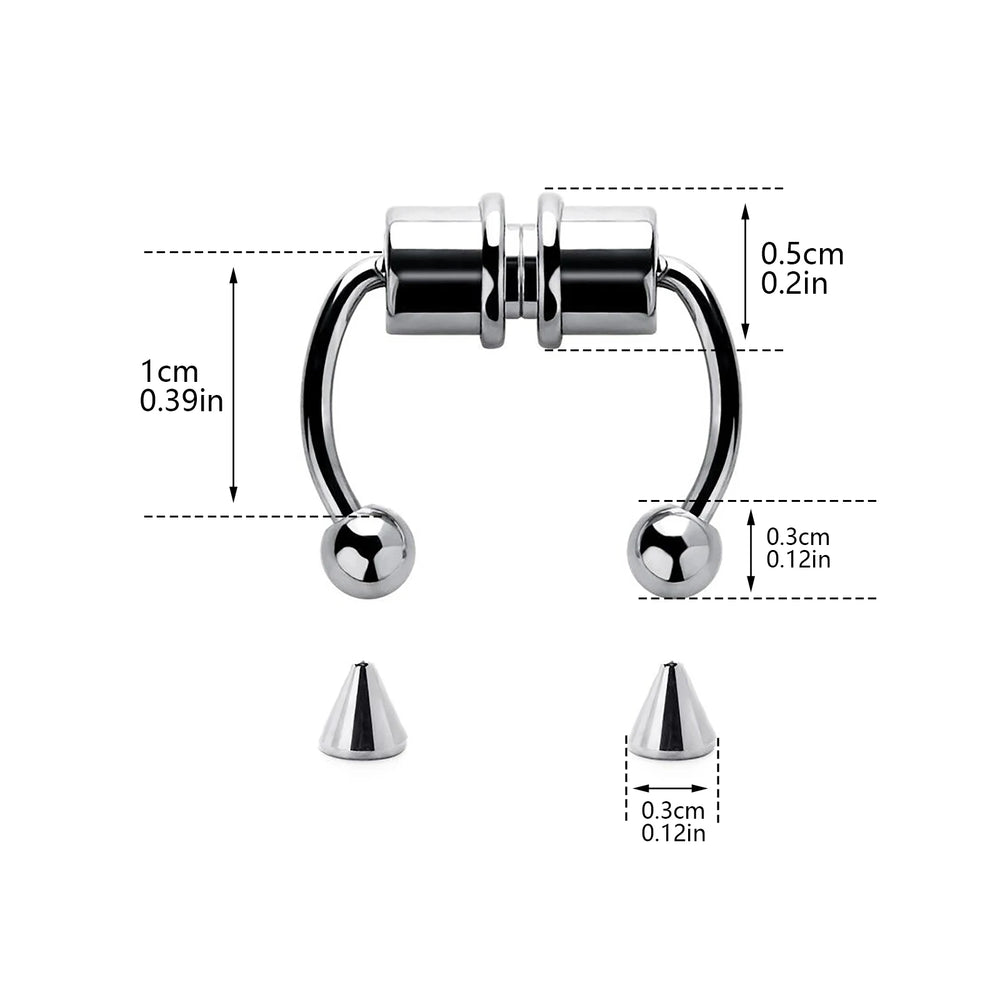 1/4Pcs Women Fake Piercing Nose Ring Hoop Septum Piercing Nose Clip Rock HipHoop Stai alternate view