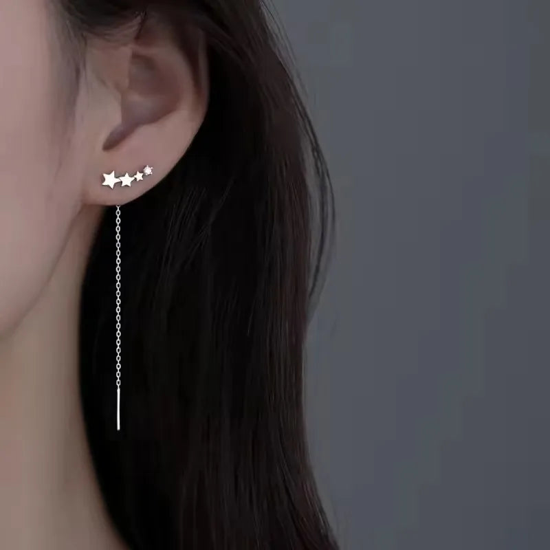 VENTFILLE Gold Star Stud Earrings | Asymmetrical 925 Silver Fashion Jewelry for Women close-up view