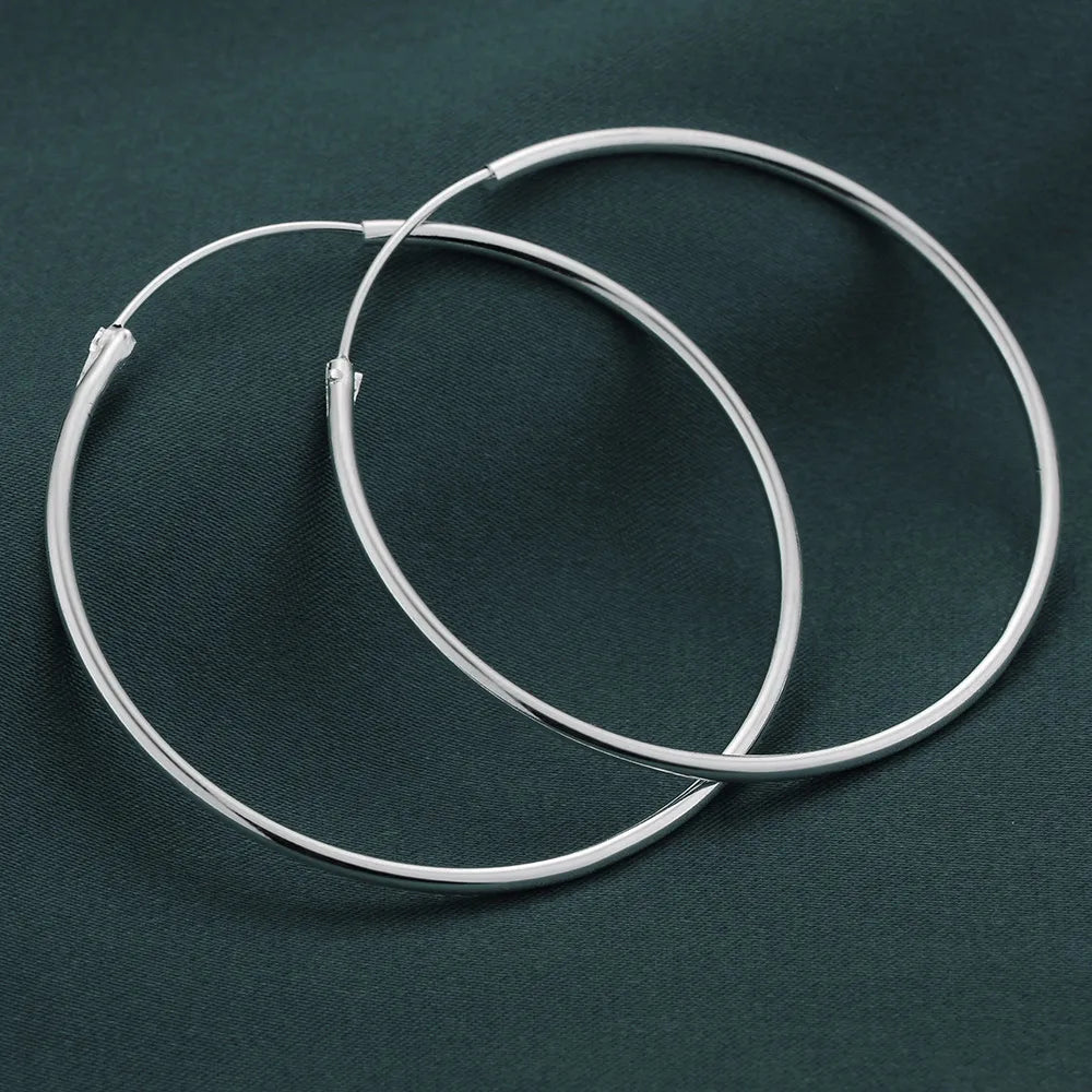 925 Sterling Silver Large Circle Hoop Earrings | Wedding Fine Fashion Jewelry lifestyle view