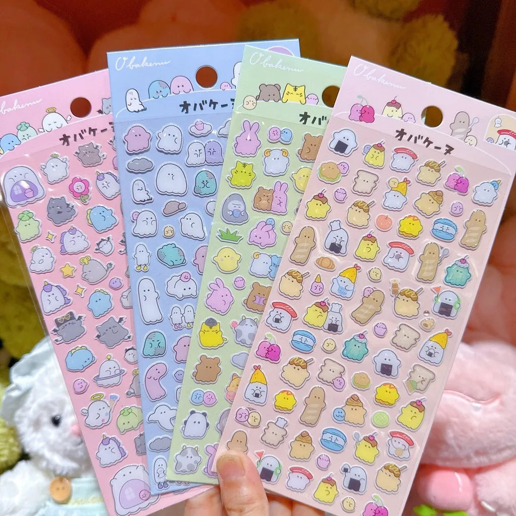 3D Crystal Stickers 4PCS | Cute Animal & Ghost Reward Decals for Kids alternate view