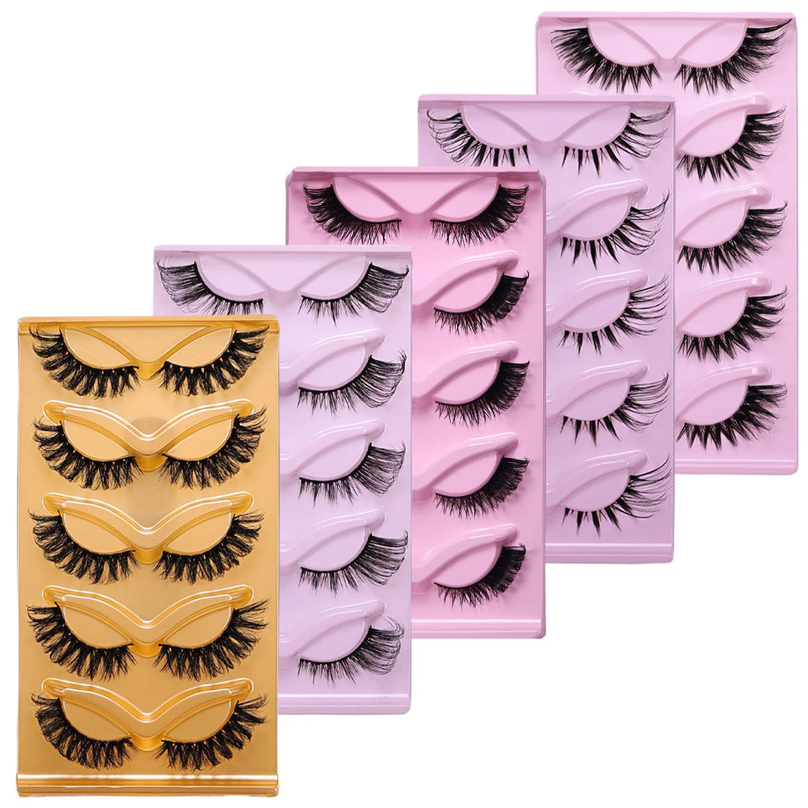 5 Pairs Cat Eye False Eyelashes Eye End Lengthening Long Curling Thick Fluffy All-match Comfortable Fake False Eyelashes