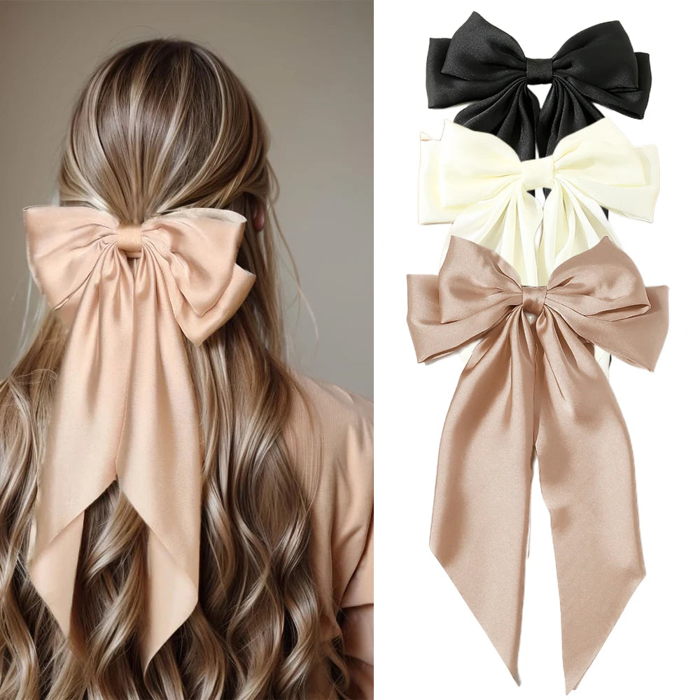 Satin Bow Hair Clips for Women Girls