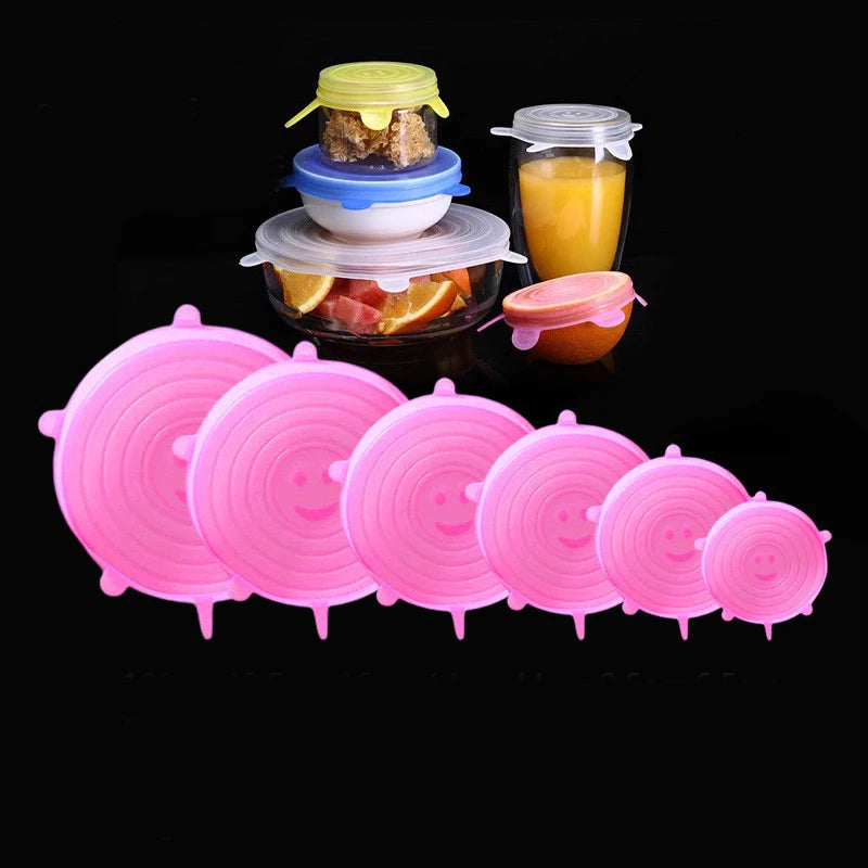 6Pcs Silicone Stretch Lids, Food Bowl Covers, Reusable Food Saving Covers, Retractabl lifestyle view