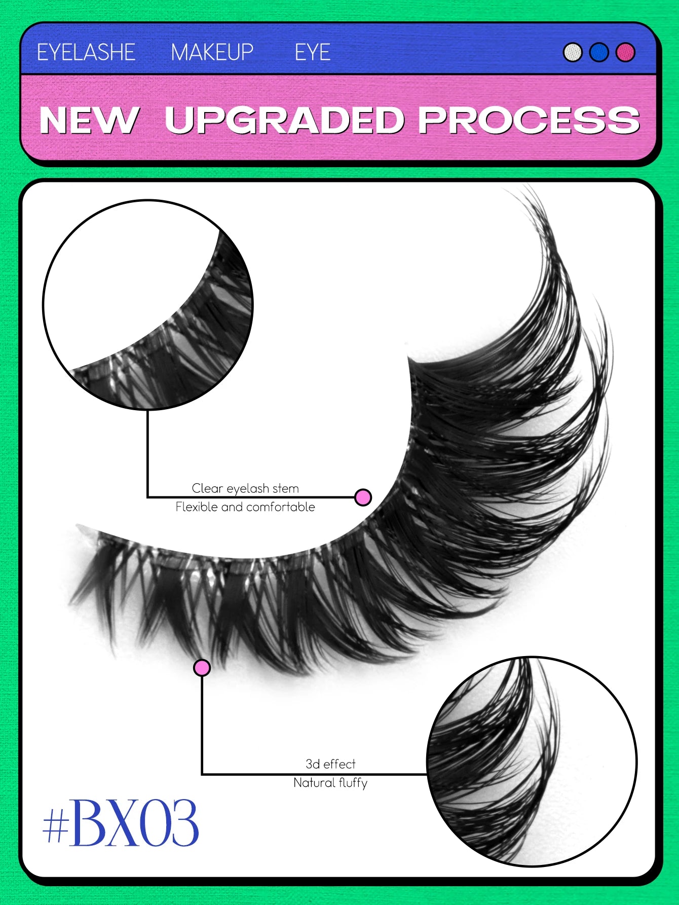 Faux Mink Eyelashes Clear Band Lashes Natural Look Wispy False Lashes Makeup detail view