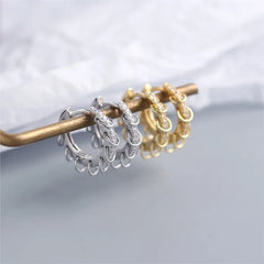 ANENJERY CZ Zircon Circle Hoop Earrings for Women Men Punk Trendy Party Accessories Fash detail view