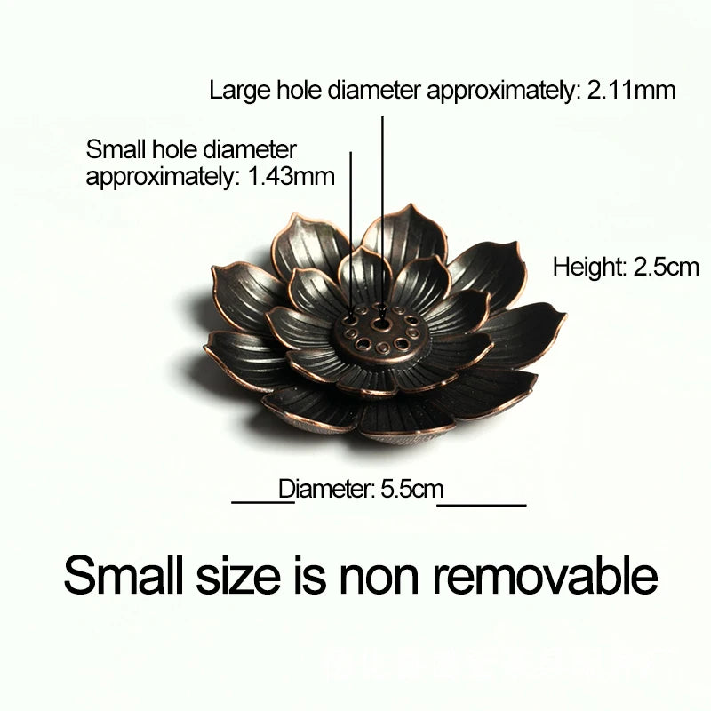 Lotus Flower Incense Burner | Metal Wax Melt Holder for Temple and Home additional angle