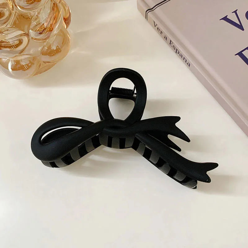 13CM Matte Hair Clips Vintage Ribbon Bow Hair Claws Crab Headwear Hairpins Shark Ponytail For Women Hair Accessories Barrettes