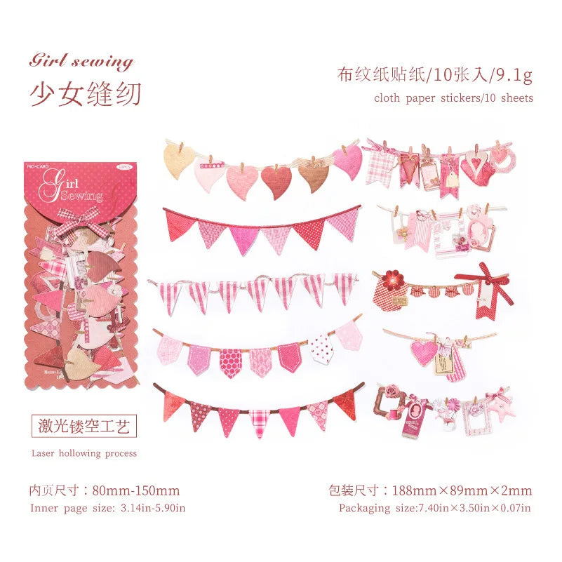 10 pcs/pack Handmade Party Series Vintage Festival Hollow Landscape Material Collage S close-up view