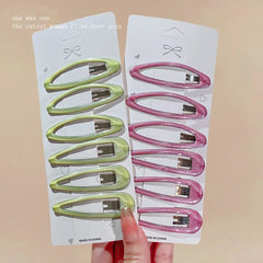 6pcs/pack Geometric Leopard Solid Snap Hairpins Fashion Alloy Bobby Pins Water-drop Oval Hair Clips Headwear For Women Girls