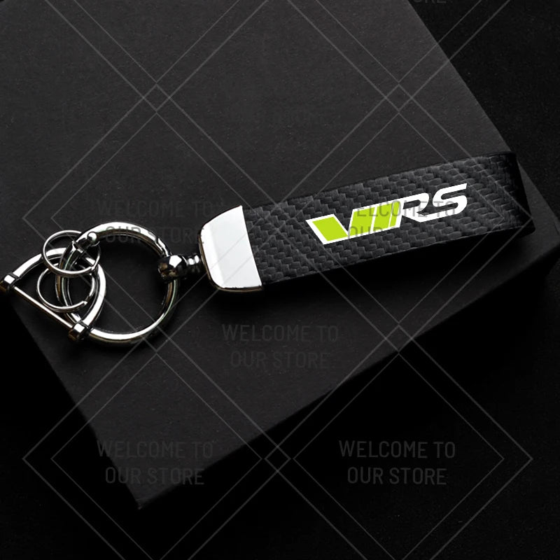 Skoda VRS Carbon Fiber Keychain | Car Emblem Key Ring for Citigo Kodiaq Yeti Rapid Fabia detail view