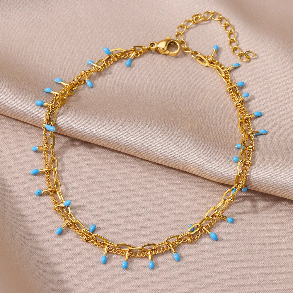 Anklets for Women Summer Beach Accessories Stainless Steel Imitation Pearl Chain An additional angle