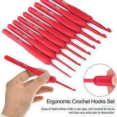 1Pcs Red Crochet Hook Silicone Handle Aluminum Hand Knitting Needles Crocheting Weave alternate view