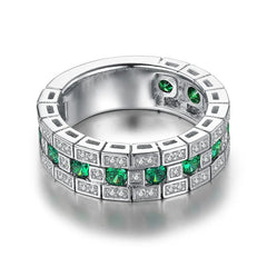 925 Sterling Silver Ring Set with Zircon Crystal Rings for Women's Glamour Jewelry Eng close-up view