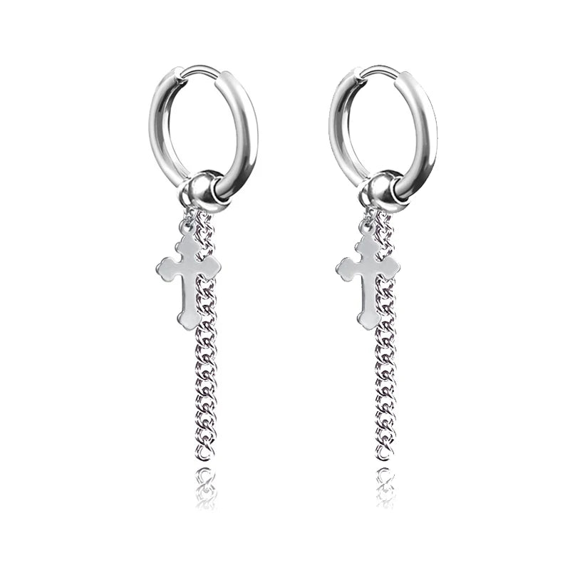 1 Pairs Fashion Punk Gothic Stainless Steel Drop Earrings Studs for Women Men Gothic alternate view
