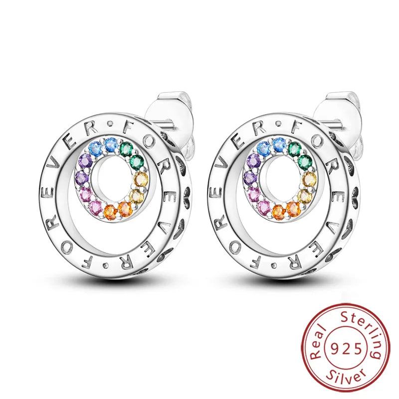925 Stainless Steel Stud Earrings For Women Girls Simple Flower Bow Star Moon Zirco additional angle