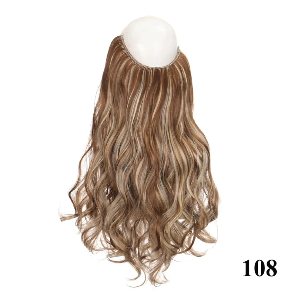 Fish line hair extension piece | 40cm 50cm 60cm straight and curly daily wear for wome close-up view