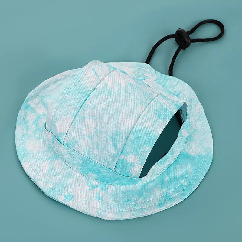 Summer Dog Sun Hat | Breathable Cotton Bucket Hat for Small and Medium Pets close-up view