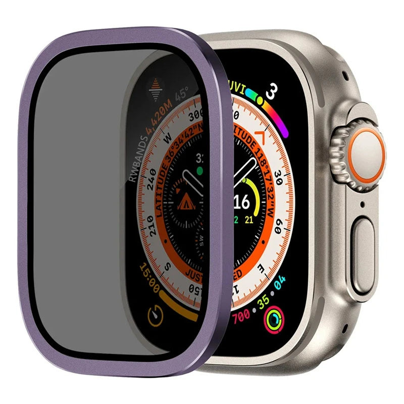 Aluminium Alloy Case+Tempered Glass for Apple Watch Ultra 2 49mm Anti-Scratch Screen Protector for iWatch Ultra 49mm Cover Film