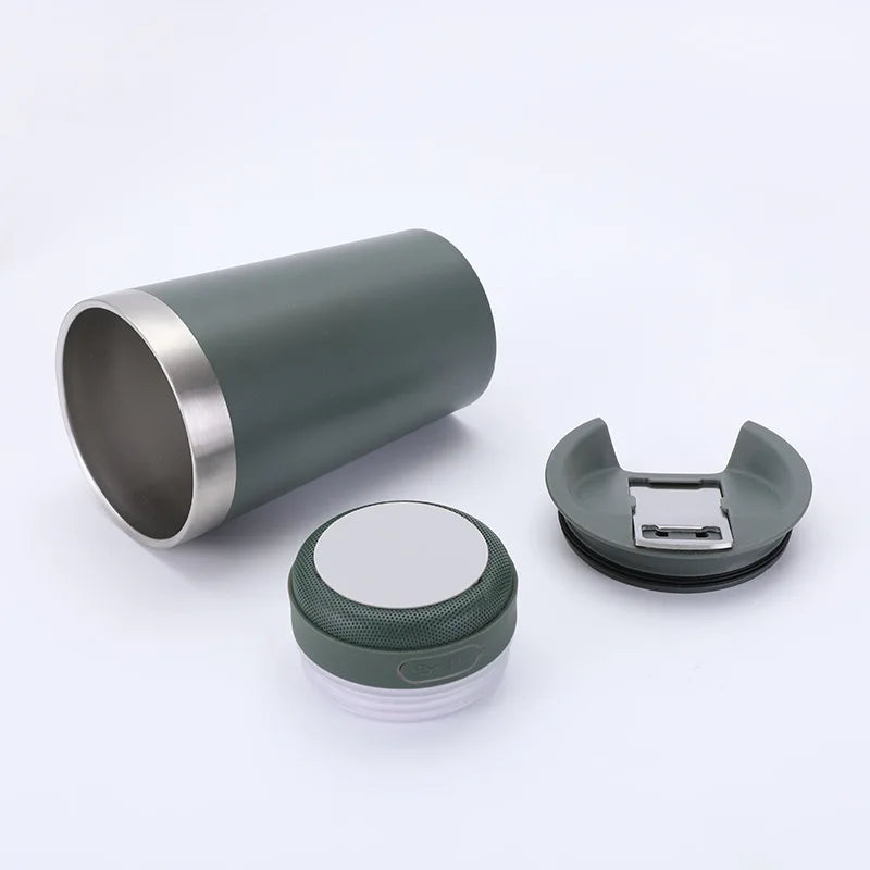 Creative Bluetooth Speaker Steel Vacuum Coffee Cup 16oz 450ml Double Wall Ice Coole additional angle