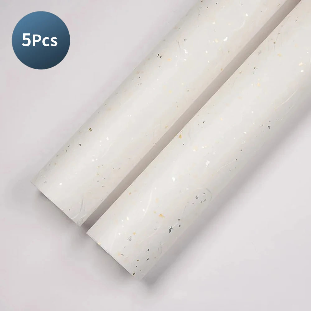 Floral Wrapping Paper Set | 5 Sheets with Gold and Silver Sparkles detail view