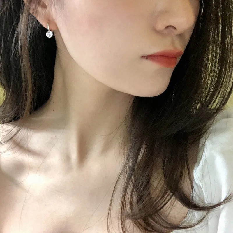 925 Silver Needle Simple Shiny Zircon Earrings Gold Plating Jewelry Crystal Stud Earrings Women