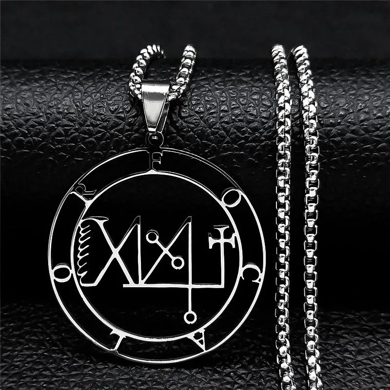 Astaroth Sigil Goetia Stainless Steel Necklace Solomon Demon Seal Satan Sigil satanique detail view