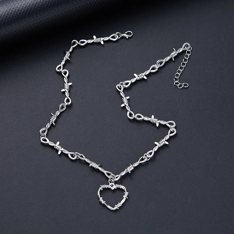 Barbed Wire Choker Necklace | Gothic Punk Thorns Chain for Women alternate view