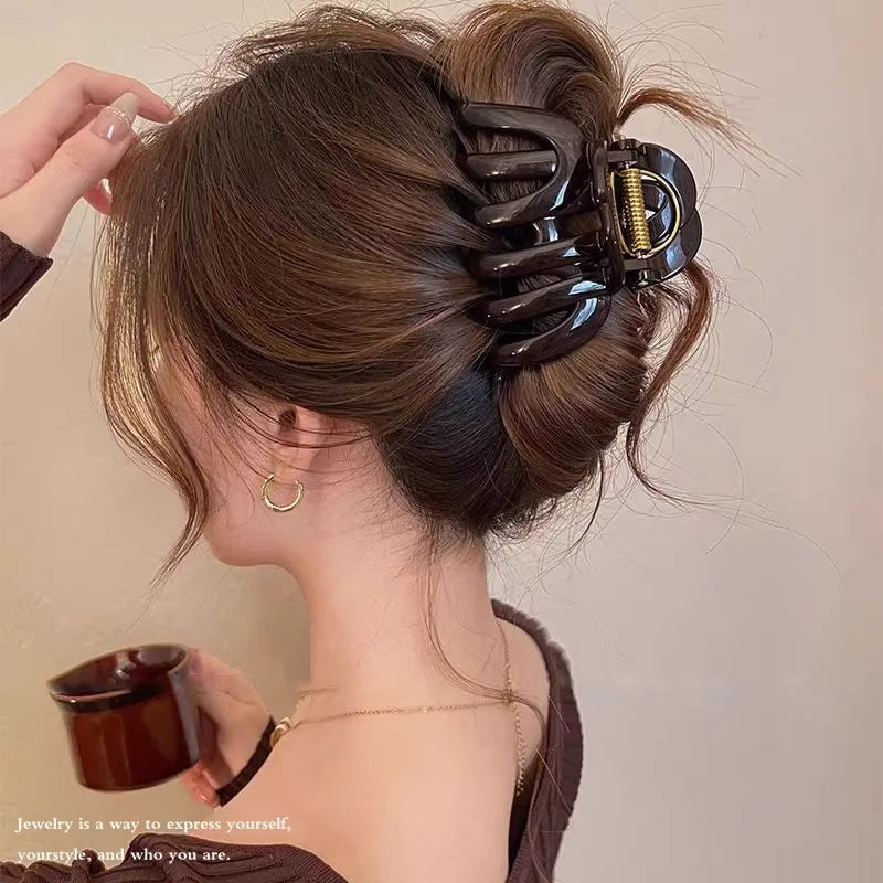 New Design Top Grade Pumpkin Hair Claw Clip For Women Sweet Hair Ornament Back Long H lifestyle view