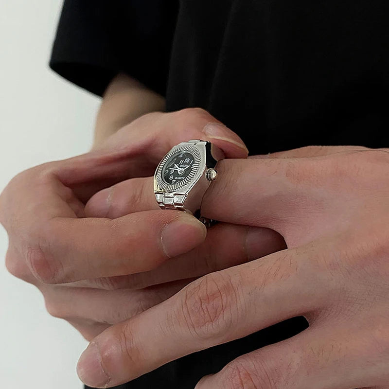 Retro Roman Vintage Punk Finger Watch Ring