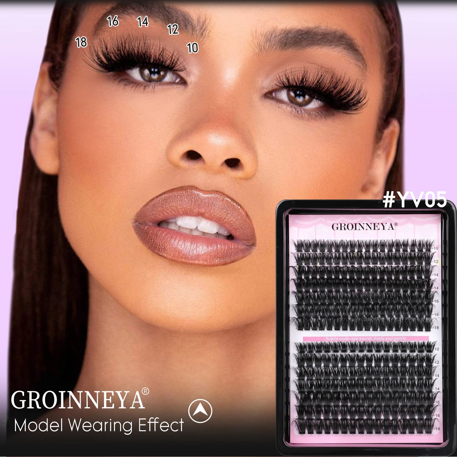 GROINNEYA Lash Clusters Wispy Eyelash Clusters Eyelash Extensions Natural Volume Lash Extensions DIY Individual Lashes Makeup