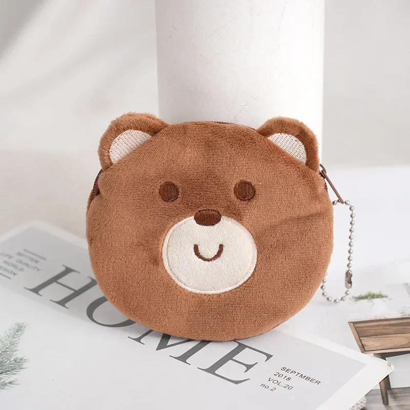 Cartoon Cute Pig Animal Coin Purse | Kawaii Soft Plush Zipper Wallet for Kids close-up view