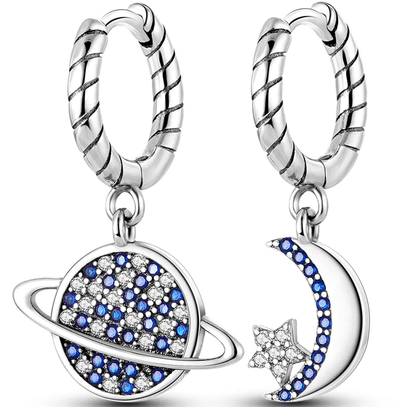 Hot Classic Original 925 Sterling Silver Earrings Colorful Circle Hoop Earrings For W lifestyle view
