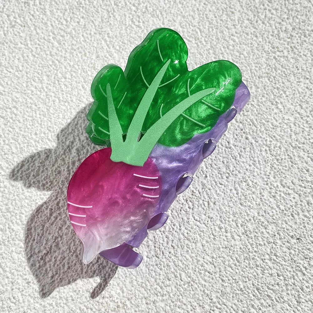 Sweet Acrylic Double Sided Flower Printed Hair Claw Clip For Women Oversize Geometric lifestyle view