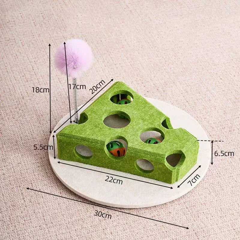 Interactive Maze Cat Toy | Felt Plush Puzzle with Bell Ball detail view